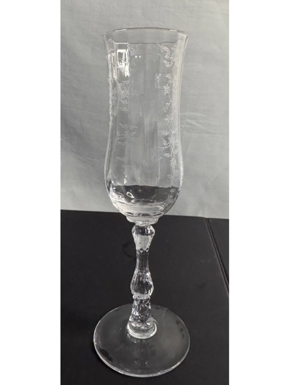 Lenox Vintage Etched Floral Champagne Flute, Clear Glass, 8.5 Inch Tall